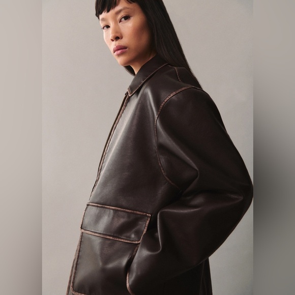 Chic Brown Leather Jacket - Picture 2 of 4